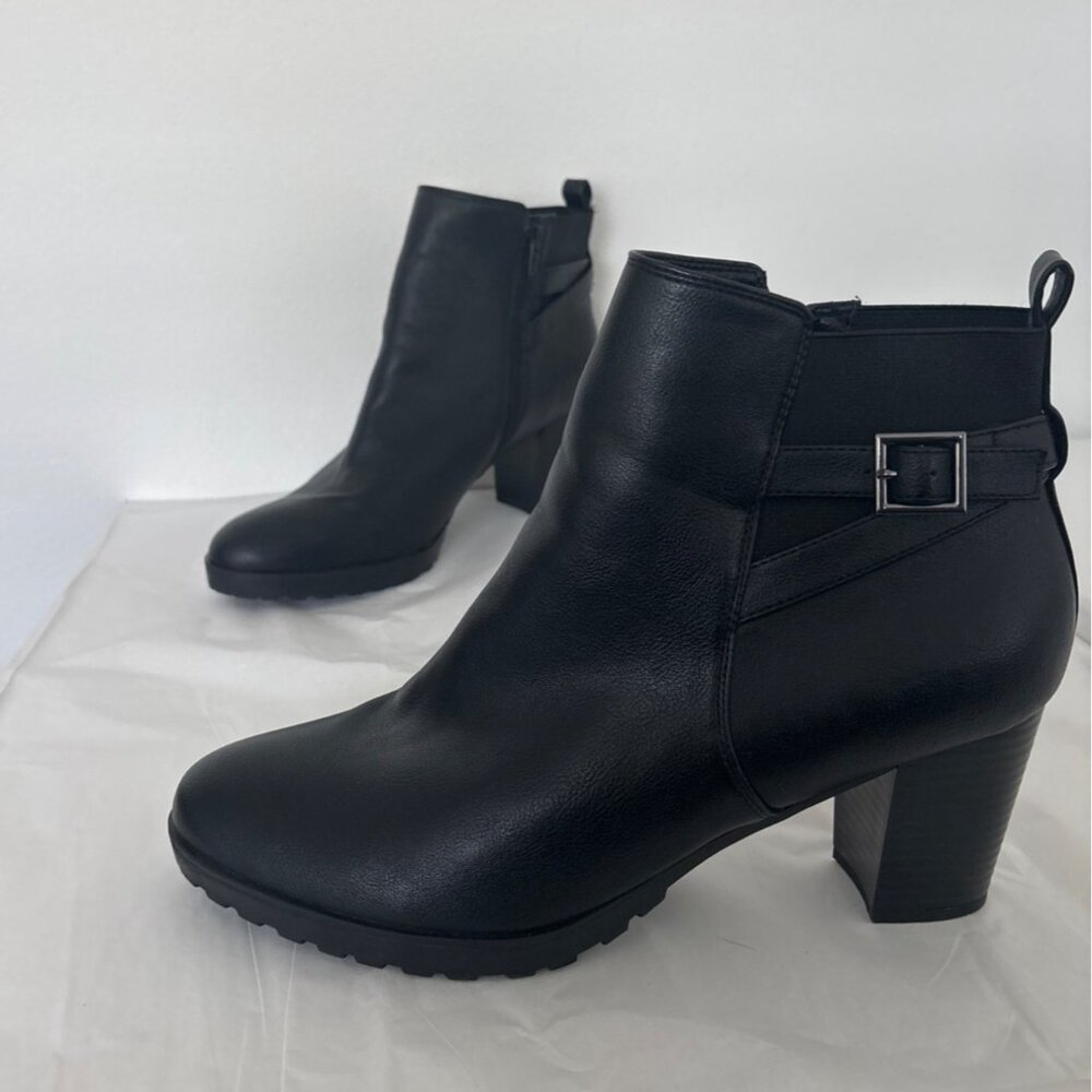 Kelly & Katie Boots Size 11 Black Ankle Office Chic Block Heel Booties Corp Core - Picture 2 of 15